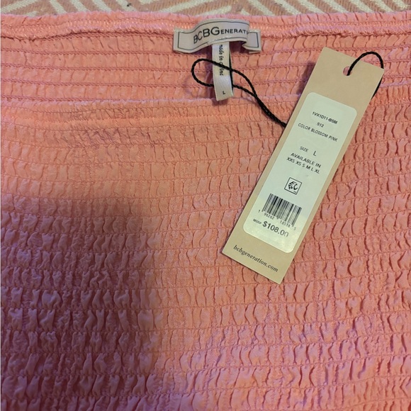 BCBGeneration Square Neck Smocked Dress in Cherry Blossom Women's XS NWOT - Picture 4 of 4